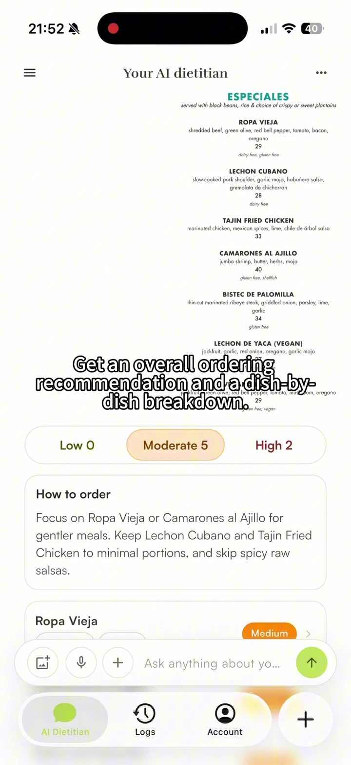 Hara comparing dishes and ordering suggestions from a restaurant menu