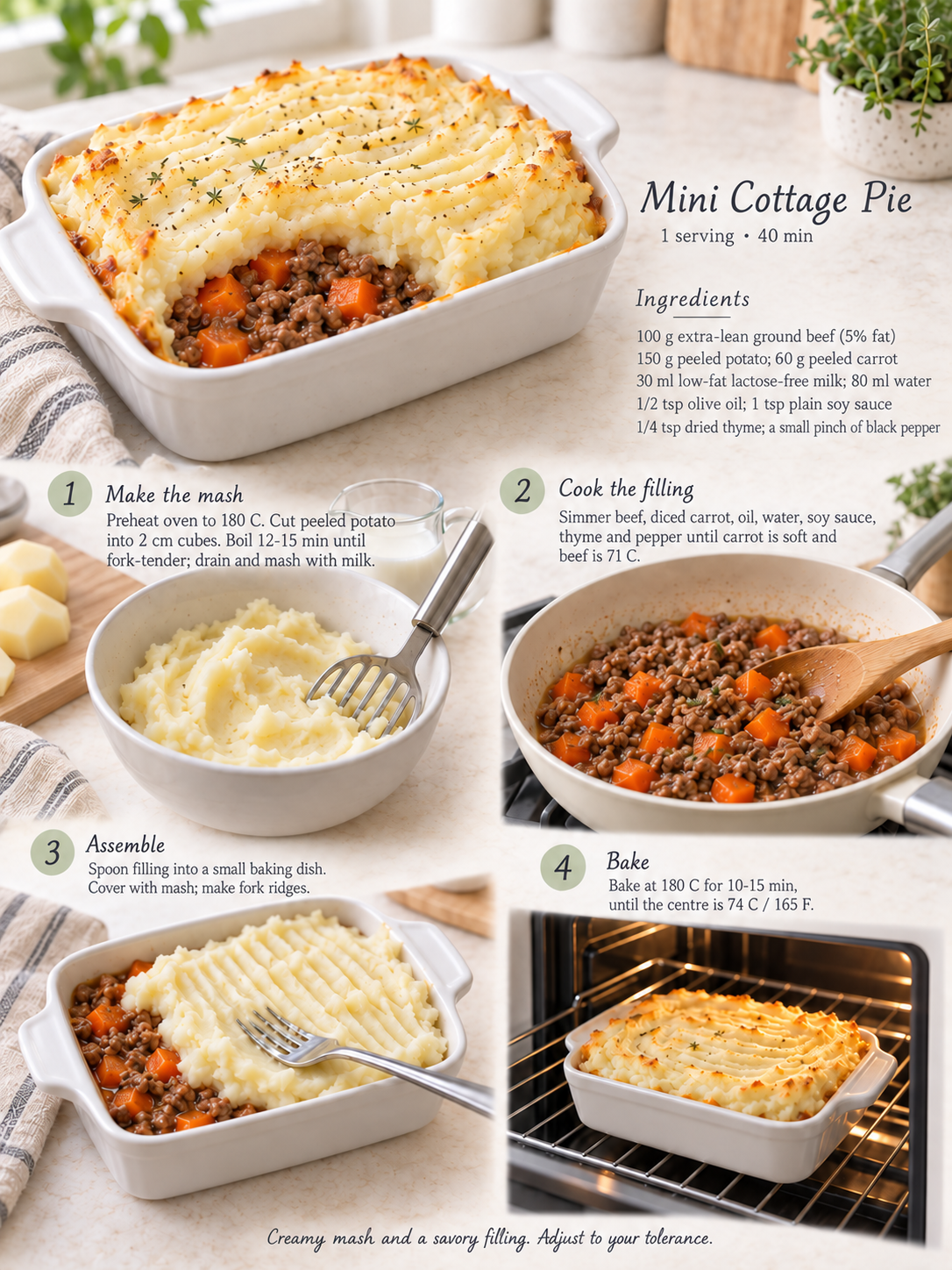 Mini cottage pie with mashed potato topping